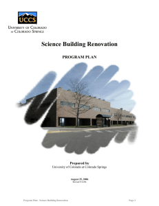 Science Building Renovation  PROGRAM PLAN Prepared by