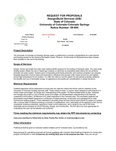 REQUEST FOR PROPOSALS Design/Build Services (D/B) State of Colorado University of Colorado-Colorado Springs