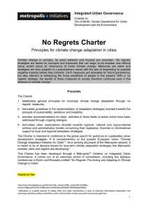 No Regrets Charter Principles for climate change adaptation in cities