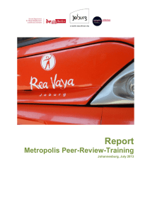 Report Metropolis Peer-Review-Training  Johannesburg, July 2013