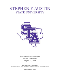 Unaudited Financial Report For the Year Ended August 31, 2015