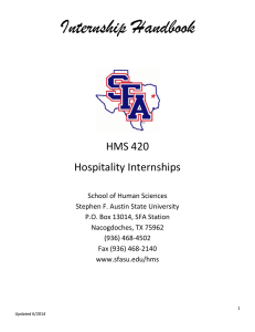 Internship Handbook  HMS 420 Hospitality Internships