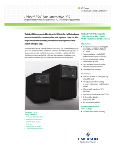 Liebert PSA Line-Interactive UPS Performance Power Protection For PC’s And Office Equipment