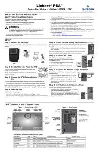 Liebert PSA Quick-Start Guide - 1000VA/1500VA, 120V I