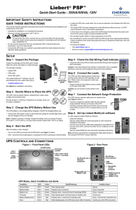 Liebert PSP Quick-Start Guide - 350VA/500VA, 120V I