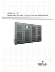 Liebert NXL UPS Installation Manual – 625-1125kVA, 1.0PF, 60Hz, Three-Phase, Single-Module &amp; Multi-Module