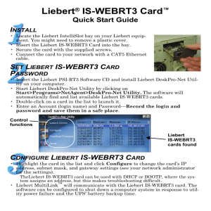 Liebert IS-WEBRT3 Card Quick Start Guide I