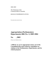 Appropriation (Parliamentary Departments) Bill (No. 1) 2003-2004