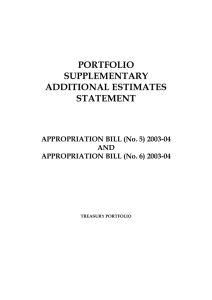PORTFOLIO SUPPLEMENTARY ADDITIONAL ESTIMATES STATEMENT
