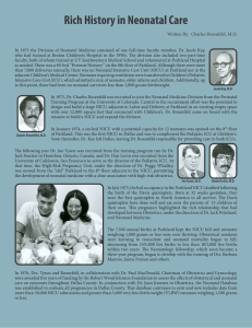Rich History in Neonatal Care Written By:  Charles Rosenfeld, M.D.