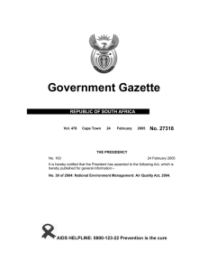 Government Gazette No. 27318 REPUBLIC OF SOUTH AFRICA