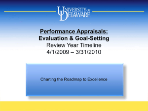 Performance Appraisals: Evaluation &amp; Goal-Setting Review Year Timeline 4/1/2009 – 3/31/2010