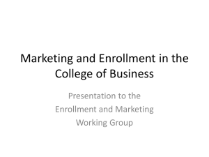 Marketing and Enrollment in the College of Business Presentation to the