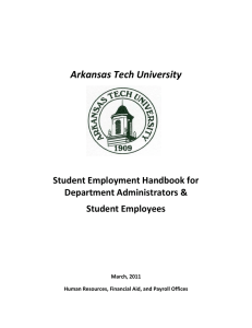 Arkansas Tech University  Student Employment Handbook for Department Administrators &amp;