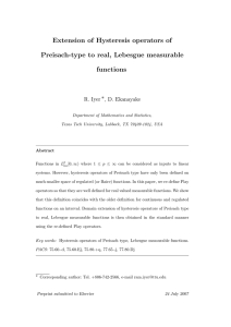Extension of Hysteresis operators of Preisach-type to real, Lebesgue measurable functions