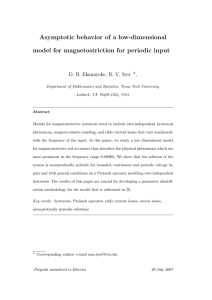 Asymptotic behavior of a low-dimensional model for magnetostriction for periodic input