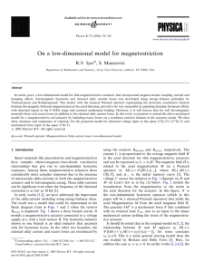 On a low-dimensional model for magnetostriction R.V. Iyer , S. Manservisi