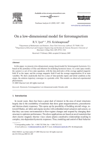 On a low-dimensional model for ferromagnetism R.V. Iyer , P.S. Krishnaprasad a
