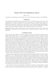 Tensor SVD and distributed control Ram V. Iyer ABSTRACT