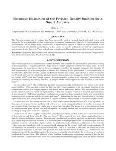 Recursive Estimation of the Preisach Density function for a Smart Actuator