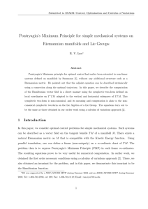 Pontryagin’s Minimum Principle for simple mechanical systems on R. V. Iyer