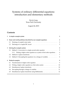 Systems of ordinary differential equations: introduction and elementary methods Contents Kevin Long