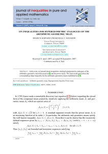 ON INEQUALITIES FOR HYPERGEOMETRIC ANALOGUES OF THE ARITHMETIC-GEOMETRIC MEAN