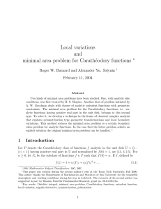 Local variations and minimal area problem for Carath´eodory functions ∗