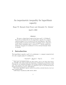 An isoperimetric inequality for logarithmic capacity April 8, 2002