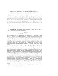 ZEROS OF CES ` ARO SUM APPROXIMATIONS