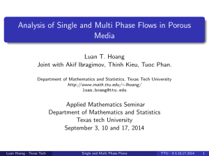 Analysis of Single and Multi Phase Flows in Porous Media