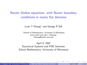 Navier–Stokes equations with Navier boundary conditions in nearly flat domains