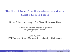The Normal Form of the Navier–Stokes equations in Suitable Normed Spaces