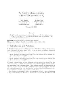 An Additive Characterization of Fibers of Characters on F ∗ p