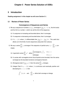 Chapter 5 Power Series Solution of ODEs 5 Introduction 5.1