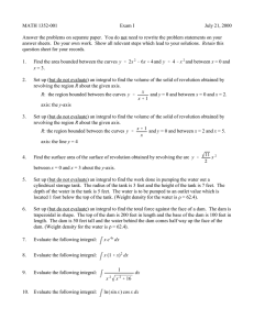 MATH 1352-001 Exam I July 21, 2000
