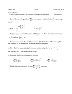 Math 5318 Exam II November 6, 2000 In Class Portion: