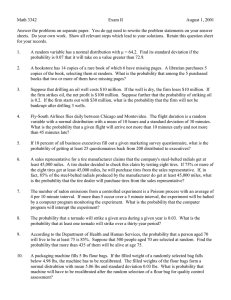 Math 3342 Exam II August 1, 2001