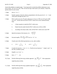MATH 1351-H03 Exam I September 25, 2001