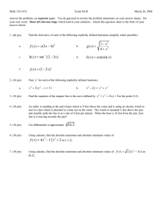 Math 1351-013 Exam III-B March 26, 2004 separate