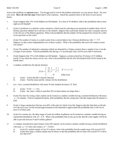 Math 3342-001 Exam II August 1, 2006 separate