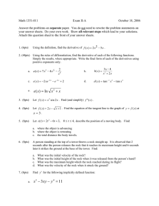 Math 1351-011 Exam II-A October 18, 2006 separate