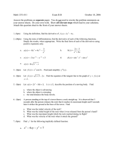 Math 1351-011 Exam II-B October 18, 2006 separate
