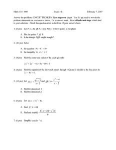 Math 1351-008 Exam I-B February 7, 2007 separate