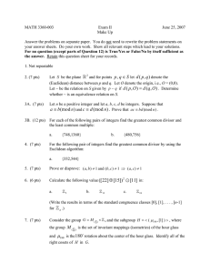 MATH 3360-003 Exam II June 25, 2007 Make Up