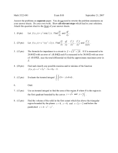 Math 3322-001 Exam II-B September 21, 2007 separate