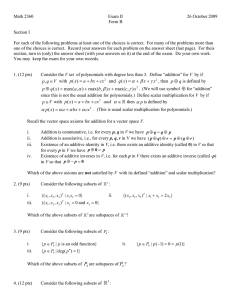Math 2360 Exam II 26 October 2009 Form B