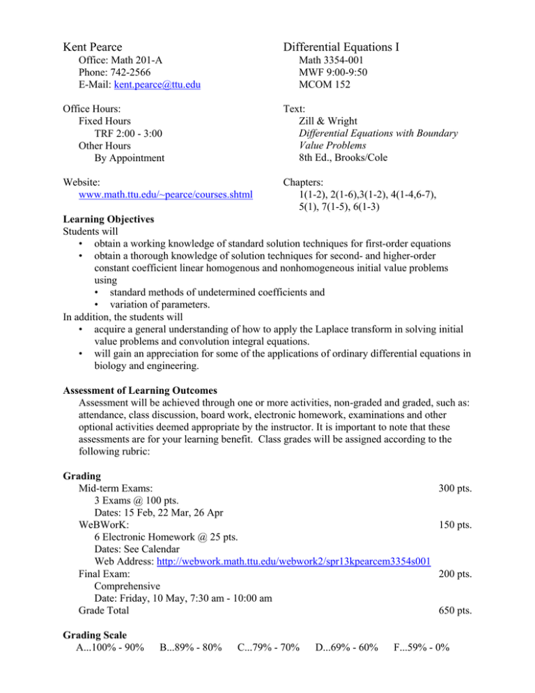 Kent Pearce Differential Equations I