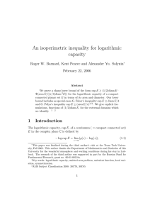 An isoperimetric inequality for logarithmic capacity February 22, 2006