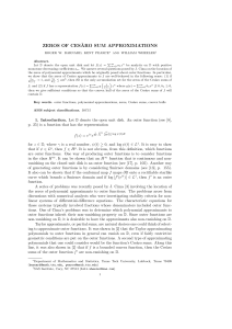 ZEROS OF CES ` ARO SUM APPROXIMATIONS